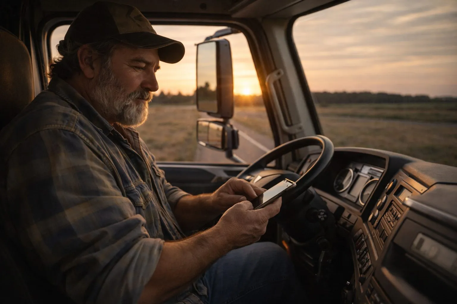 Förare använder DORA-appen i hytten